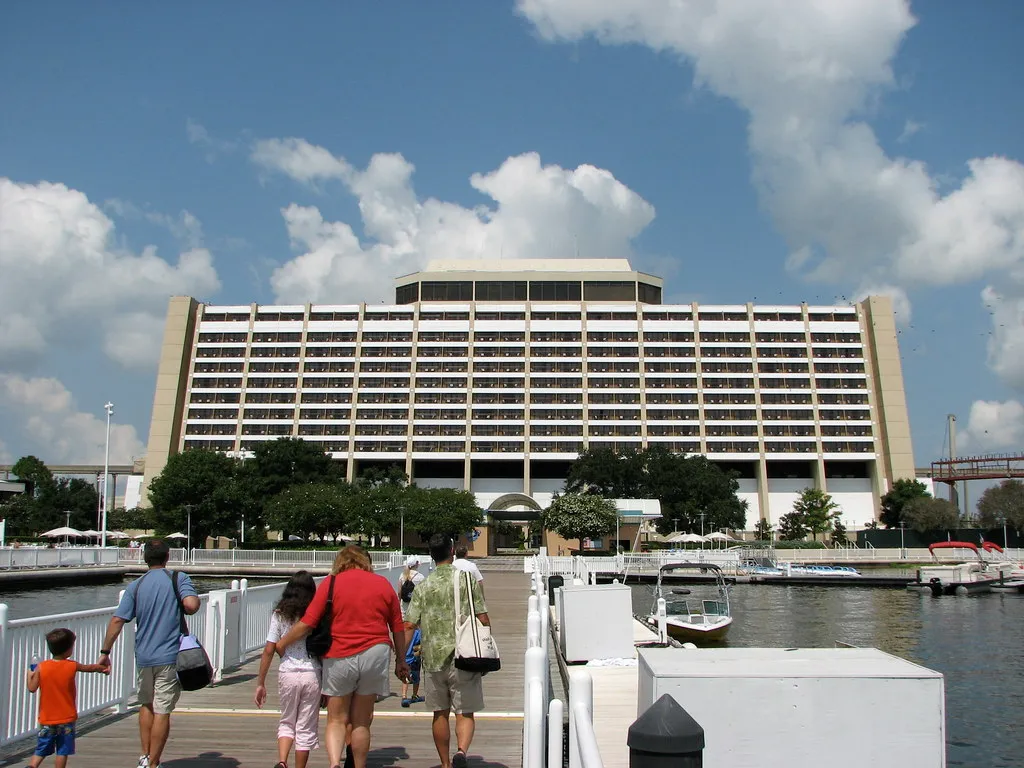 Disney's Contemporary Resort A-frame tower with the monorail