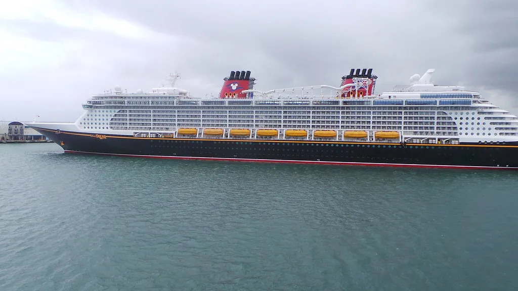 A Disney Cruise Line ship sailing at sea