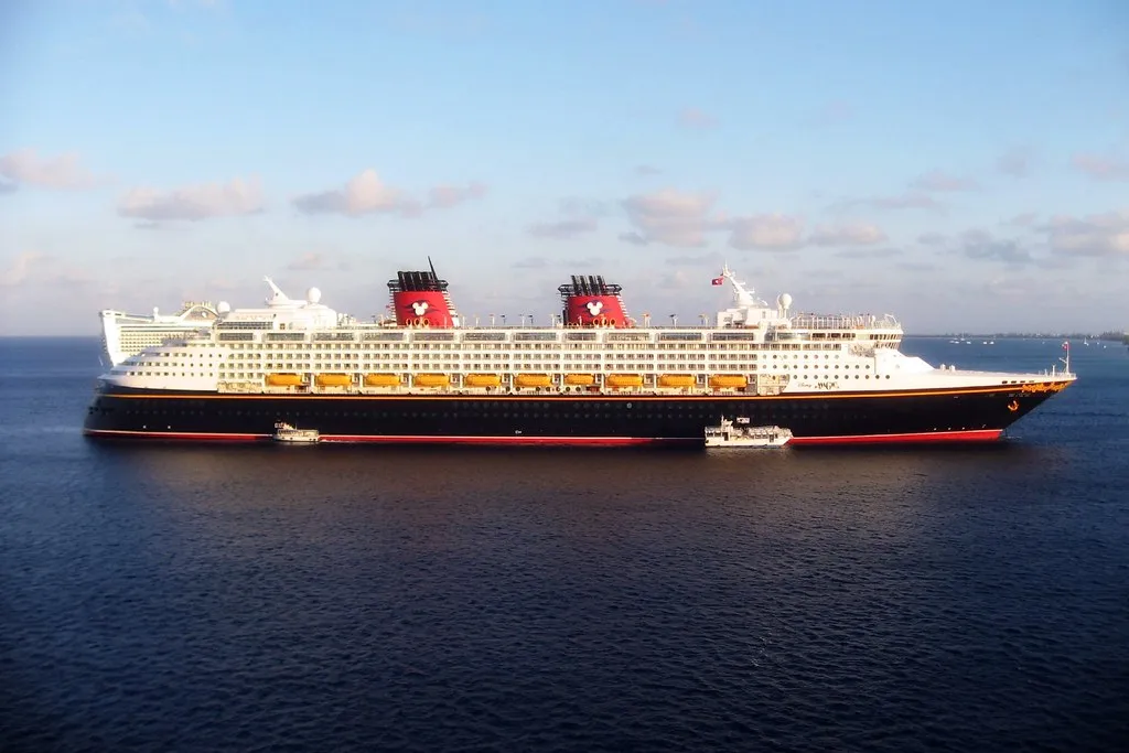 A Disney Cruise Line ship docked in port