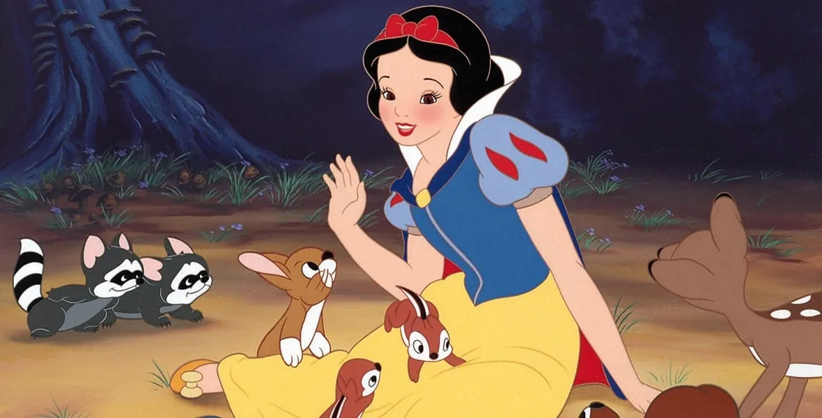 a cartoon of a woman with a group of animals
