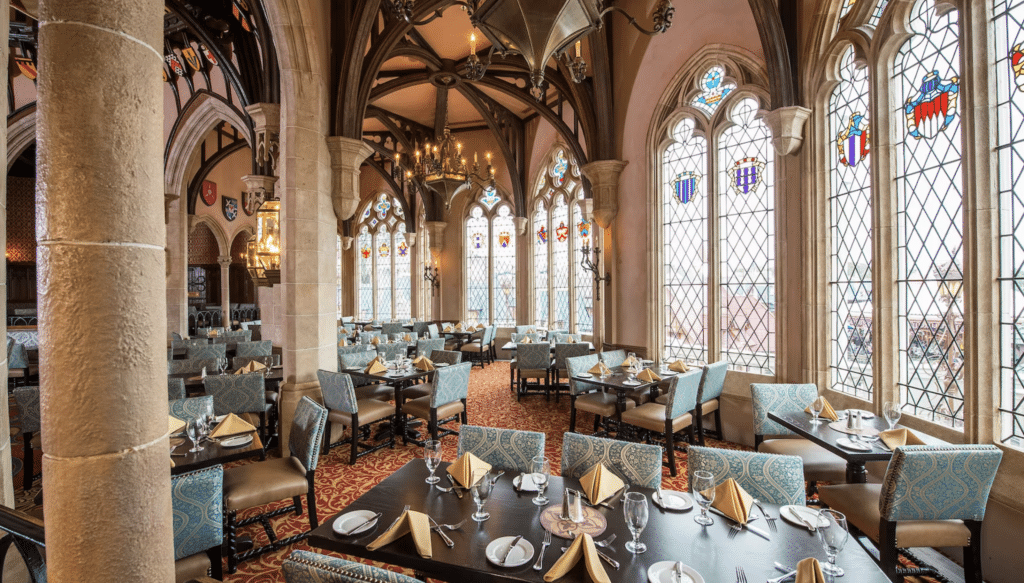 a room with tables and chairs