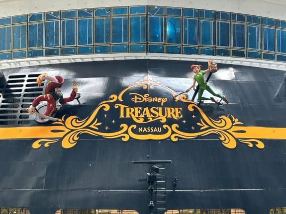 a sign on a ship
