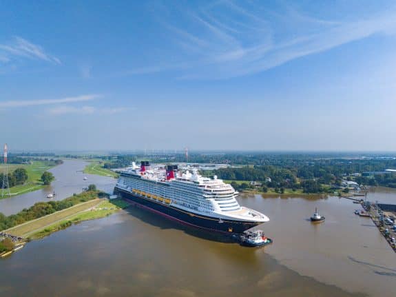 a cruise ship in a body of water